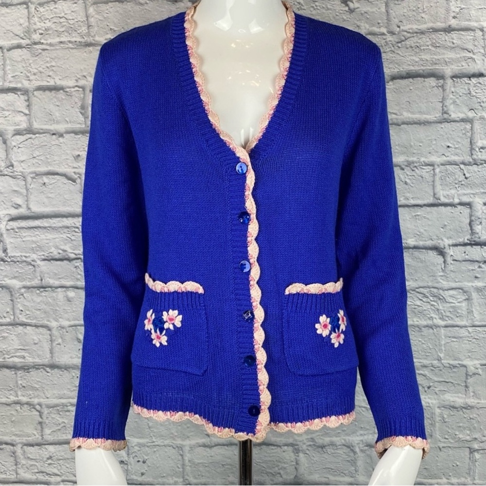Vintage Blue Floral Cardigan